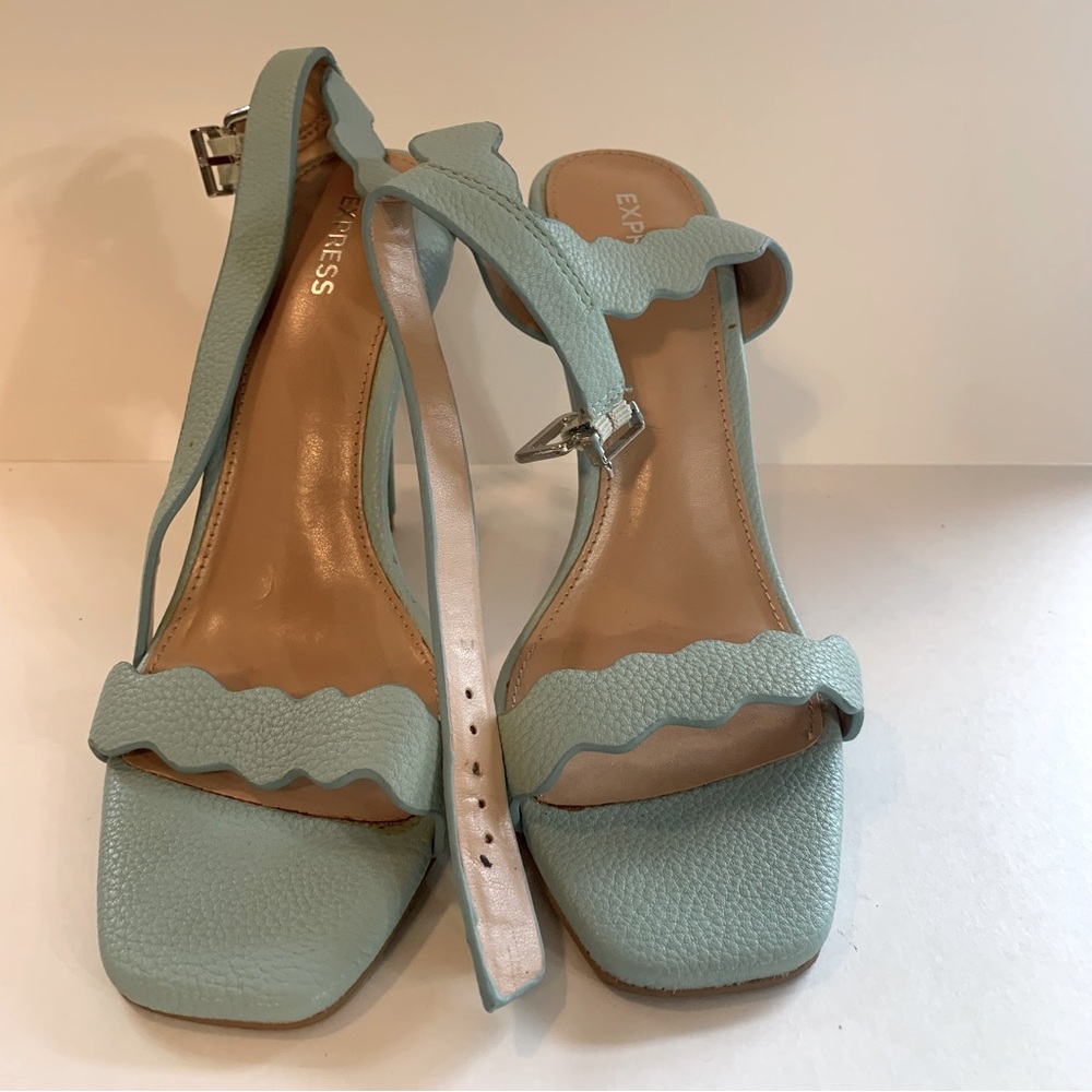 Express scallop strappy heels